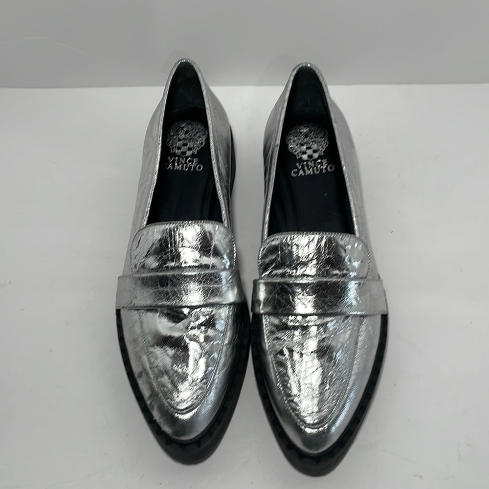 Mens Vince Camuto Classy Leather Evening Party Dress Shoes Loefer Silver Size 9
